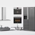 Sleek Modern Kitchen Appliances With Stainless Steel Range Hood Ovens And Refrigerator