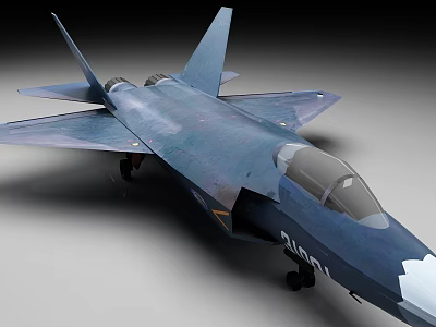 Advanced Military Fighter Jet Model With Dark Blue Camouflage And Sharp Aerodynamic Wings 3d model