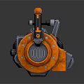 Orange Mechanical Weapon With Intricate Structure And Heavy Duty Design 3d model