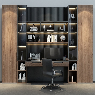 bookcase desk and chair 3d model