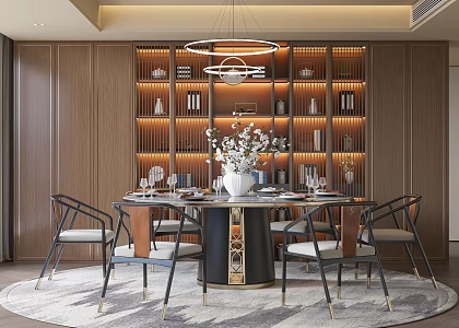 New Chinese Restaurant Dining Table and Chair 3d model