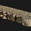 Natural Rustic Stone Ground With Cracked Surface And Green Moss Details