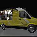 Choco Cake Food Truck with Yellow White Body Open Awning Serving Window and Menu Board
