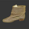 Brown Suede Ankle Boots With Scalloped Trim And Wooden Sole White Tag Inside