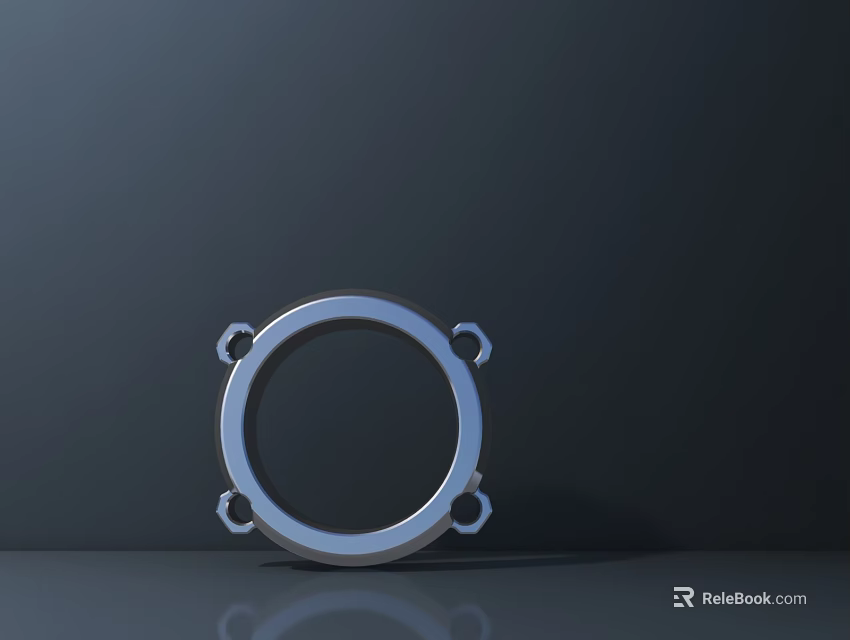 Modern Circular Metal Archway With Decorative Rings On Dark Background 3d model 