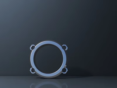 Modern Circular Metal Archway With Decorative Rings On Dark Background 3d model