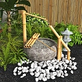 New Chinese Style Water Ornaments Stone Mortar Waterscape Courtyard Landscaping Features Courtyard Landscape Japanese Courtyard Waterscape 3d model