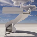 Sleek Modern Spiral Staircase Interior With White Railing And Marble Steps