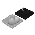 Modern Bathroom Washbasin with White and Black Sleek Oval Design and Faucet