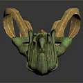 Unique Green And Gold Woman Statue With Flame Like Headpiece And Flowing Skirt