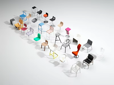 Stylish Modern Leisure Chairs Collection Featuring Various Colors And Unique Designs 3d model