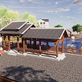 Scenic Area Ancient Building Pavilion Ancient Building Cool Promenade 3d model