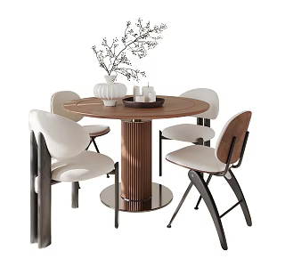 French Middle Style Dining Table and Chair 3d model