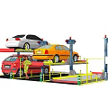 Industrial Multi Level Mechanical Parking System With Lifting Platforms And Parked Vehicles