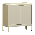 Simple Modern Entryway Side Cabinet With Beige Finish Metal Legs And Storage Doors