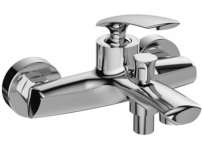 Chrome Modern Faucet With Dual Handles For Hot And Cold Water Control 3d model