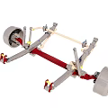 Detailed Mechanical Suspension Structure With Gray Wheels Red Frame And Components 3d model