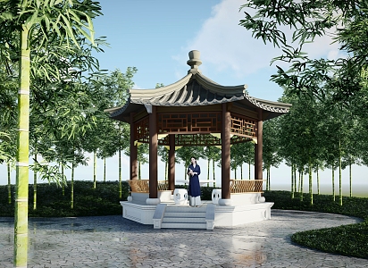 Chinese style pavilion SU model 3d model