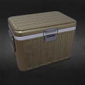 Golden Insulated Cooler Box With Striped Exterior And Secure Locking Latch