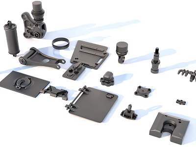 High Quality Industrial Equipment Metal Parts Including Brackets Knobs Connectors And Bases 3d model