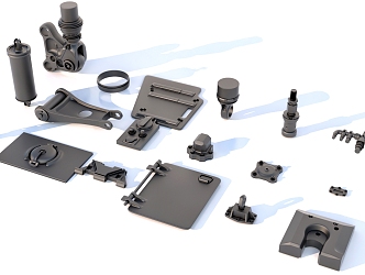 Hard surface mechanical parts combination of mechanical parts 3d model