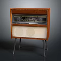 Retro Vintage Home Radio With Wooden Case Speakers And Stand Legs