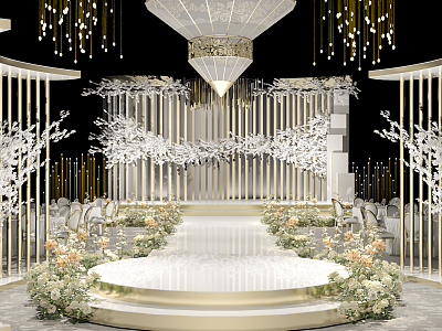 Light Luxury Wedding Site White Geometric model