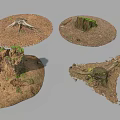 Natural Tree Stump 3D Models With Moss Soil And Bark Debris 3d model