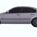 Silver Sedan Car Front View With Headlights Grille And License Plate