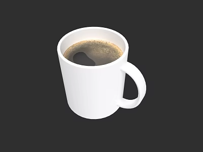 White Ceramic Coffee Mug With Smooth Surface And Ergonomic Handle Filled With Hot Coffee 3d model