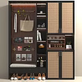 Modern Wooden Shoe Cabinet With Lattice Doors Bench And Multiple Storage Compartments