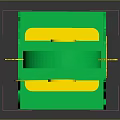 Happy Snacks Display Stand With Green Yellow Design And Multiple Shelves