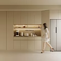 Modern Wine Cabinet In Open Concept Kitchen Interior With Contemporary Style And Storage