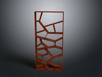 Red Geometric Cutout Decorative Screen For Modern Home Living Room Decor 3d model