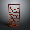 Red Geometric Cutout Decorative Screen For Modern Home Living Room Decor