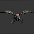 Flying Fantasy Mythical Creature 3D Model With Glowing Red Scales And Wings