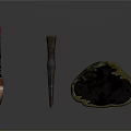Traditional Sculpture Carving Tools With Chisel Brush And Stone Block