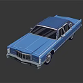 Blue Classic Car With Blue Roof And Front Grille On Black Background With Reflection