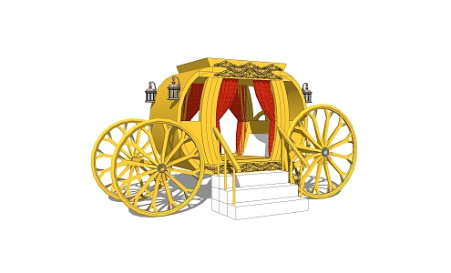 Decorative Pumpkin Carriage Four Wheels Marathon Carriage Princess Carriage 3d model