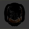 Orange And Black Mechanical Helmet With Blue Accents Gears And Pipes