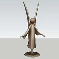 Golden Angel Statue Featuring Outstretched Wings And Standing Pose On Base