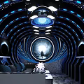 Futuristic KTV Interior With Modern Tech Inspired Design Blue Lighting And Circular Structure 3d model