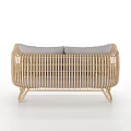 Modern Wicker Two Seater Sofa With Gray Cushions And Rattan Frame Design 3d model