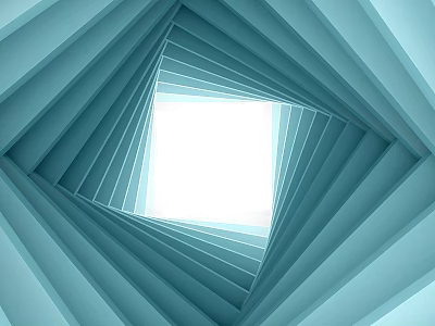 Blue Geometric Tunnel Design With Layered Stripes And Bright Center Square 3d model