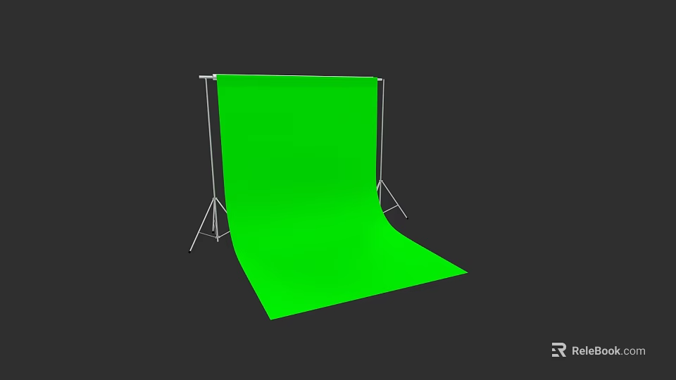Green Portable Fabric Backdrop With Metal Stand For Photography Studio 3d model 