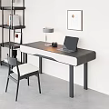 Modern Office Desk With Table Lamp Camera Laptop And Ergonomic Chair On Gray Tiled Floor
