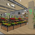 Supermarket Department Store Area With Well Stocked Shelves Fruit Vegetable Sections And Rest Area Sofas