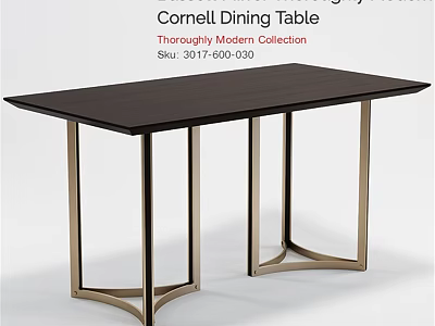 Cornell Dining Table From Thoroughly Modern Collection With Metal Legs And Dark Tabletop 3d model