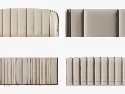 Different Upholstered Backrest Designs With Vertical Stitches And Fabric Details 3d model