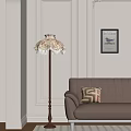 Elegant Living Room Interior With Floor Lamp Brown Sofa And Decorative Pillow